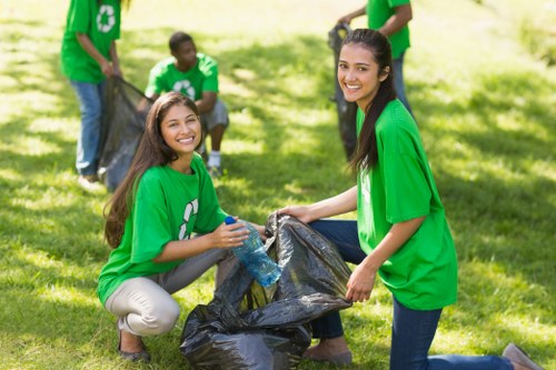 Different types of business waste sorted for recycling